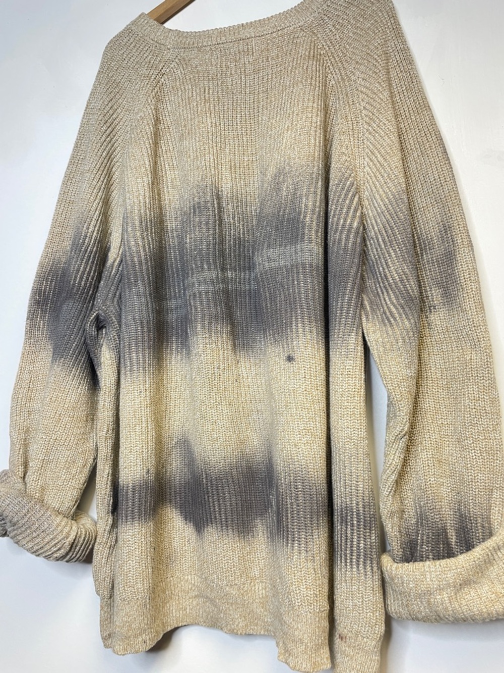 Neutral Tie-Dye Knit Sweater - Beige and Gray